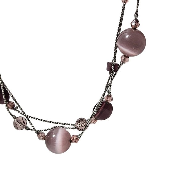 Lia Sophia Elegant Pink Beaded Multi Strand Necklace Statement Jewelry Women - Picture 2 of 7
